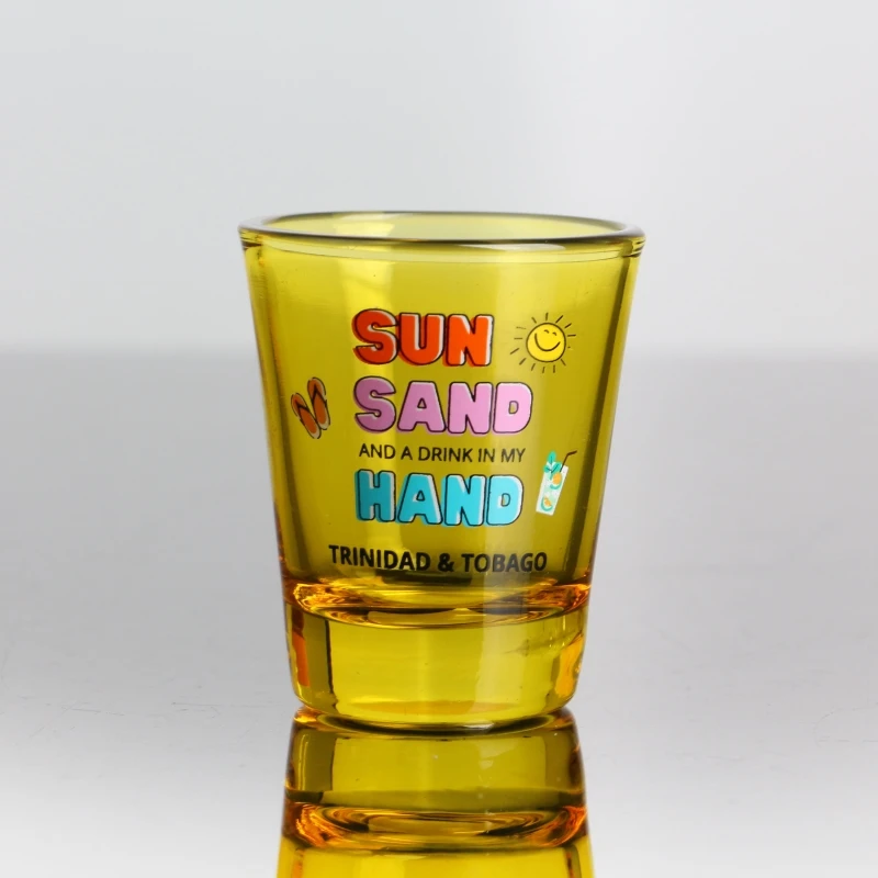 Wholesale Factory Price 1.75oz Sublimation Transparent Shot Glasses with decal logo
