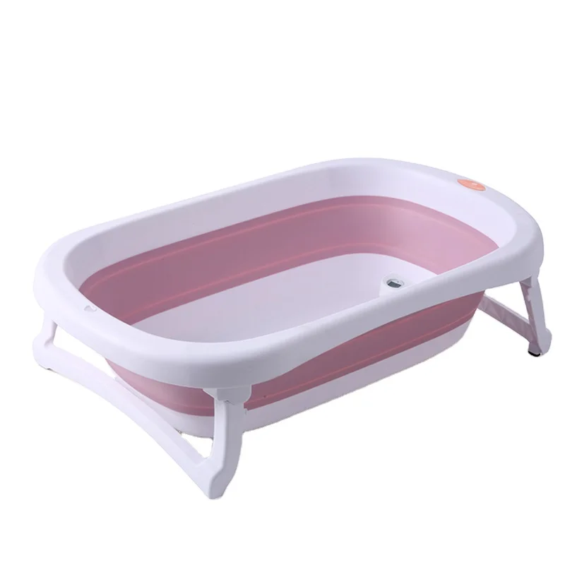 Good sale guaranteed quality pink/blue Upgraded thermometry plastic folding baby bath tub