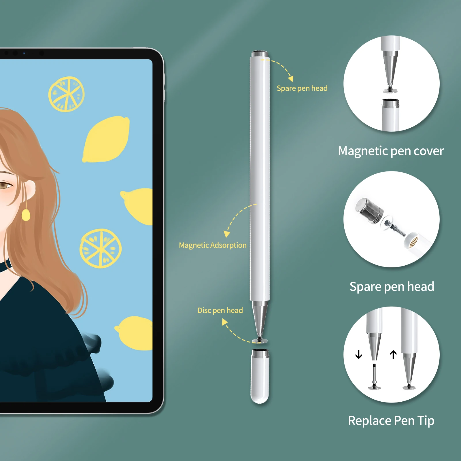 Лучший продавец, активный стилус, ручка, наконечник, прочный заводской планшет с диском стилуса, бесплатный 1 запасной диск