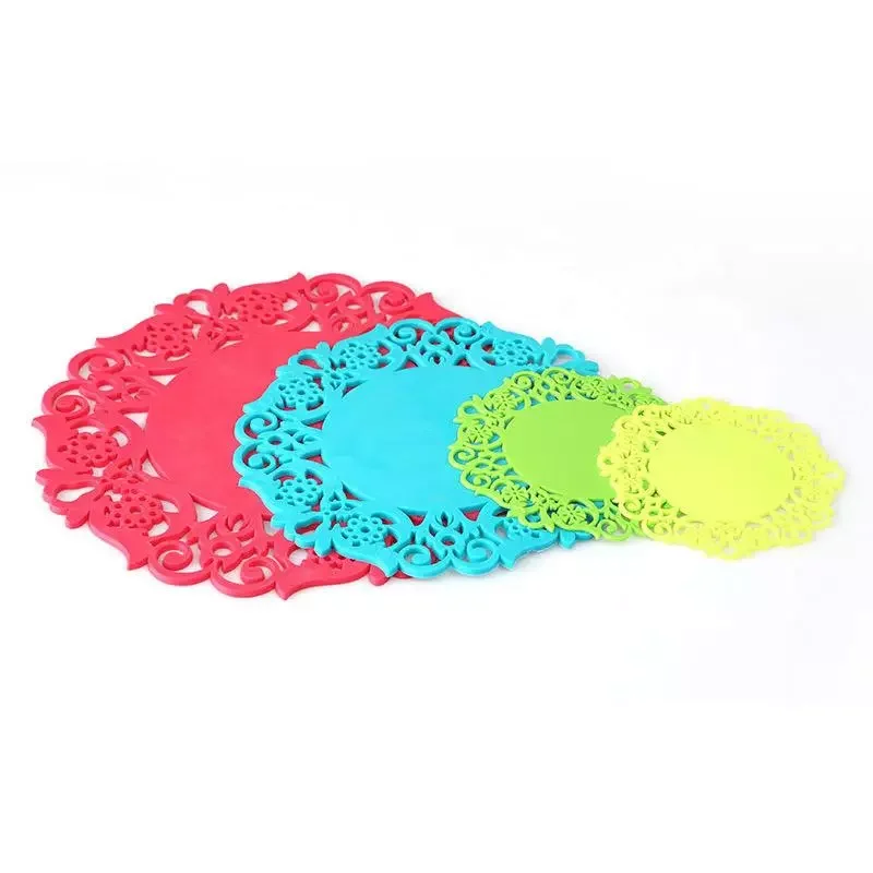 Fashion Round square leaf design Placemat Table Mat Sets Felt Doily Cup Dish Kitchen Decor OEM