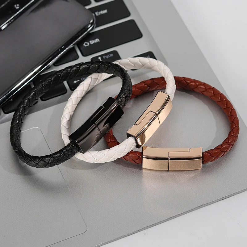 Hot sell Magnetic Absorb Charging Braided Leather Charging 5A Bracelet Tipo Type C usb cable