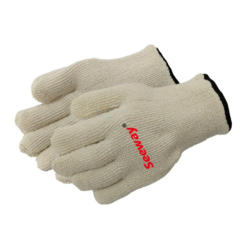 Seeway White Loop Pile Cotton Terry Knit Gloves Heat Resistant Gloves for Protecting Safety of Workers Mechanic