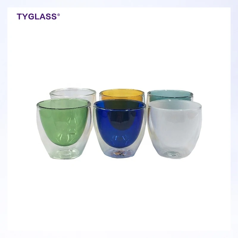 Guaranteed Quality double wall glass tea cup 250ml tinted hand blown borosilicate glass cup