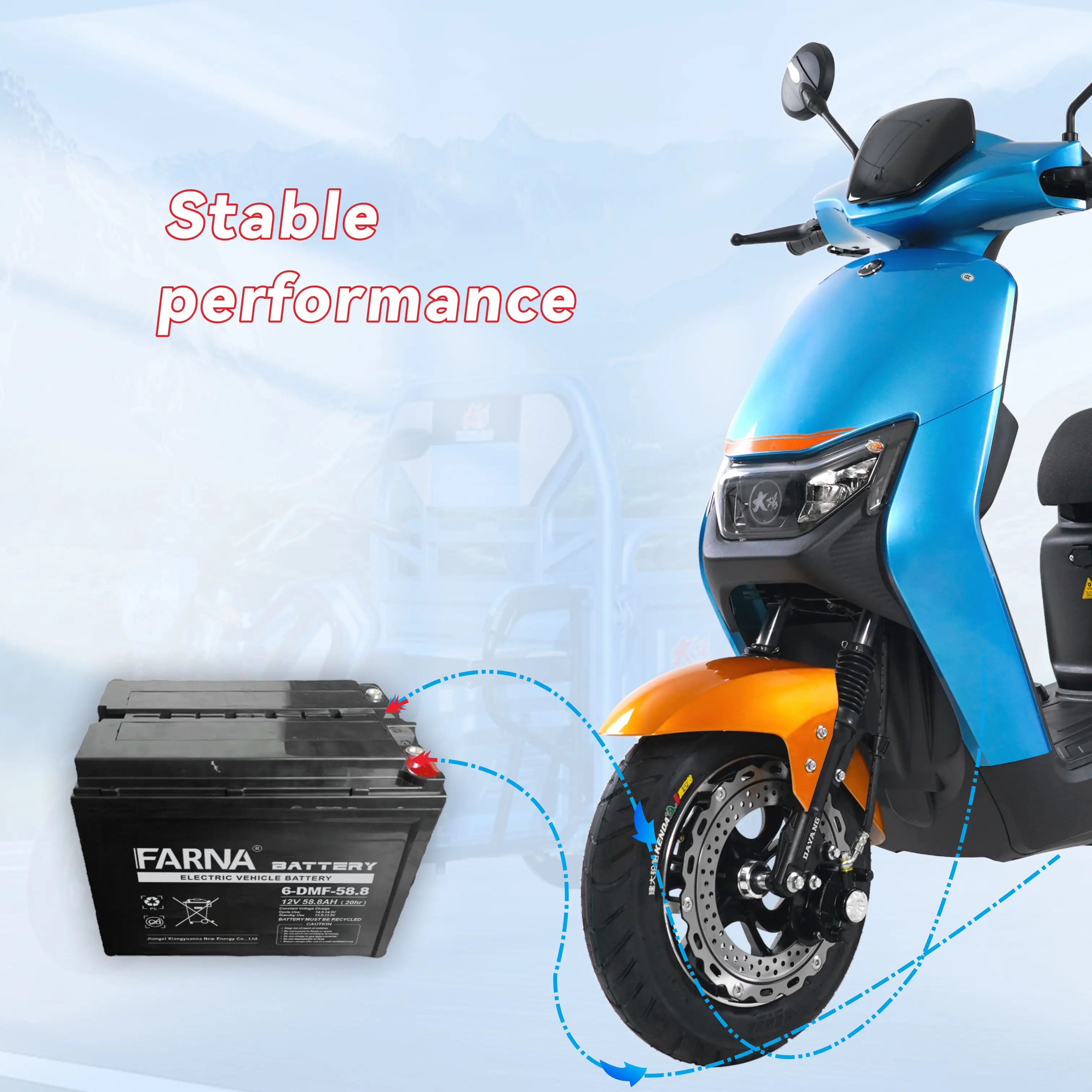 New Material 6-DMF-58.8 Lead Acid Battery 12V 58.8ah Free Maintenance for Lighting Boats Consumer Electronics Electric Bicycles
