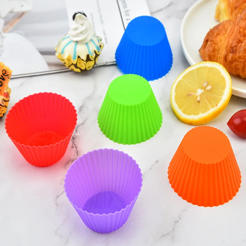 TAYHAO Silicone Mix Shapes Muffin Cupcake Jelly Molds Round Muffin Cups Cake Moulds for Baking Reusable Silicone Cupcake Cases