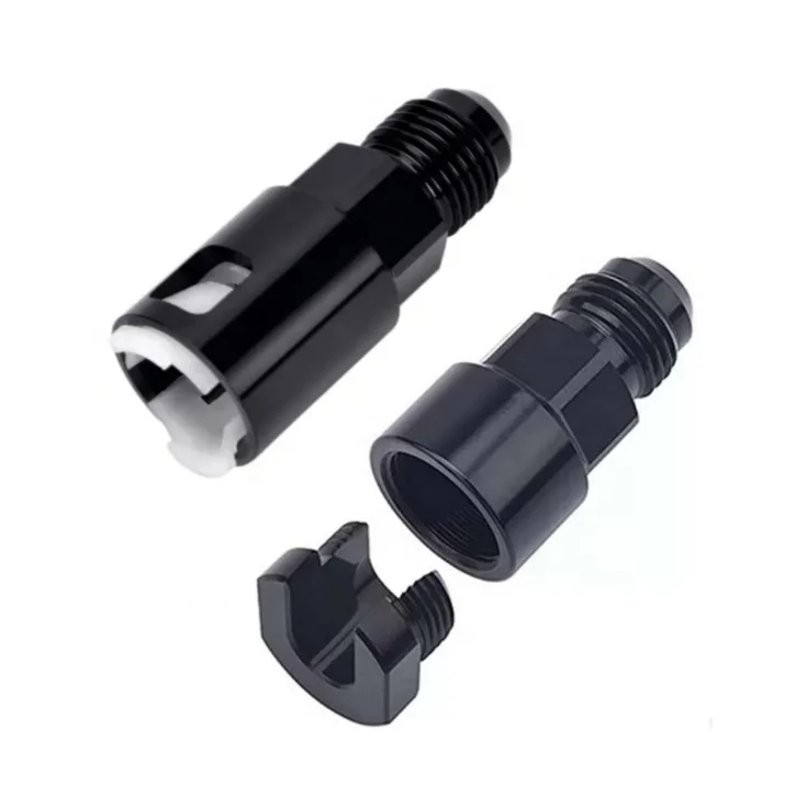 Haofa Black Anodized Straight Male AN6 6AN to 5/16 AN to Female Quick Connector Fittings Aluminum EFI Quick Disconnect Fitting