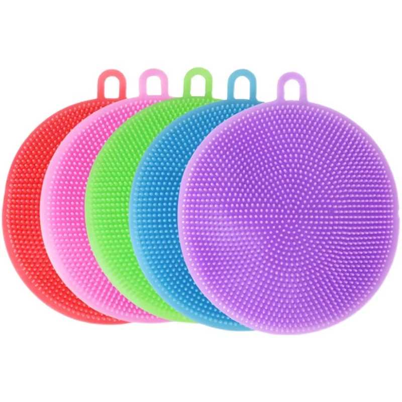 3PackSilicone Dish Scrubber  Silicone Sponge Dish Brush Food Grade BPA Free Reusable Rubber Sponges Dishwasher Safe