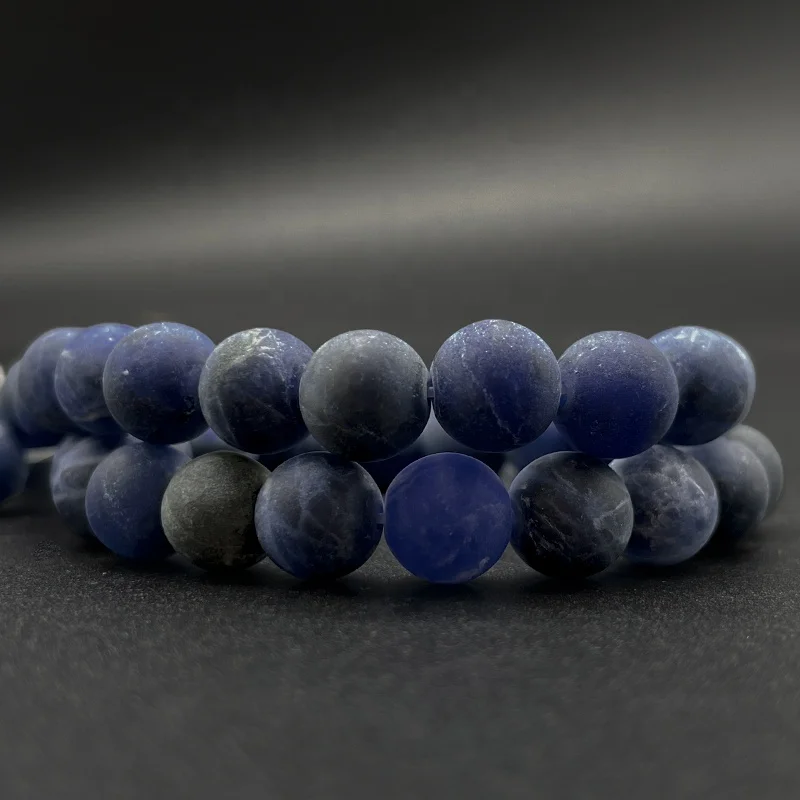 Wholesale Natural Round Matte Frosted Sodalite Loose Gemstone Beads For Jewelry Making DIY Bracelet Necklace