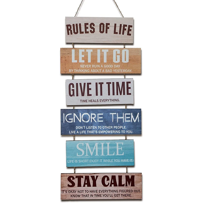 Rustic Wooden Sign Inspirational Wall Art Rules of Life Sayings Wall Decor Farmhouse Wooden Wall Signs Motivational Positive