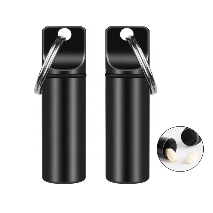 Pill Fob,waterproof  Small Pocket Pill Box Keychain, Portable Mini Aluminium Alloy Pill Organizer Case Container for Purse