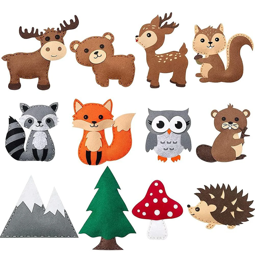 Easy to Sew Educational Early Learning Handicrafts Beginner Kids Diy Fun Animal Plush Kitten Felt Cat Toy Craft Sewing Kit