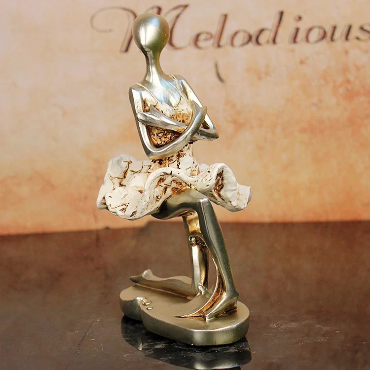 Handicraft Decorative Sculpture Ballet Dancer Girl Resin Figurine Statues Ballerina Artware
