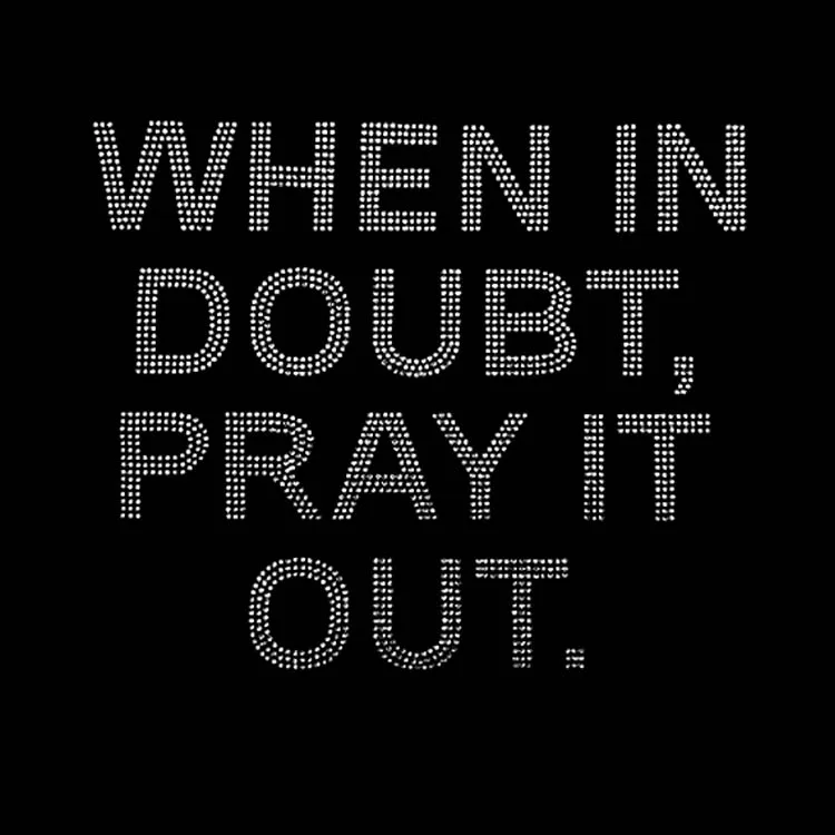 Pray Slay T shirt rhinestone iron on crystal transfer