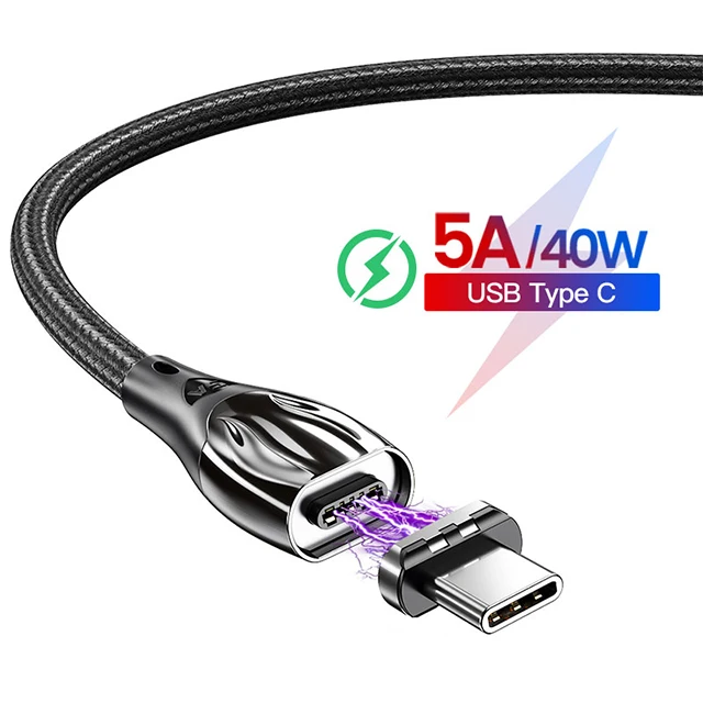 
Popular Magnet Data Cable Fast Charging Type-C 5A 1M 1.5M Magnetic Mobile Phone Charger Magnet USB Cable 