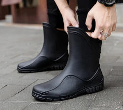 Fashion men ankle rain boots new non-slip chelsea rain boots