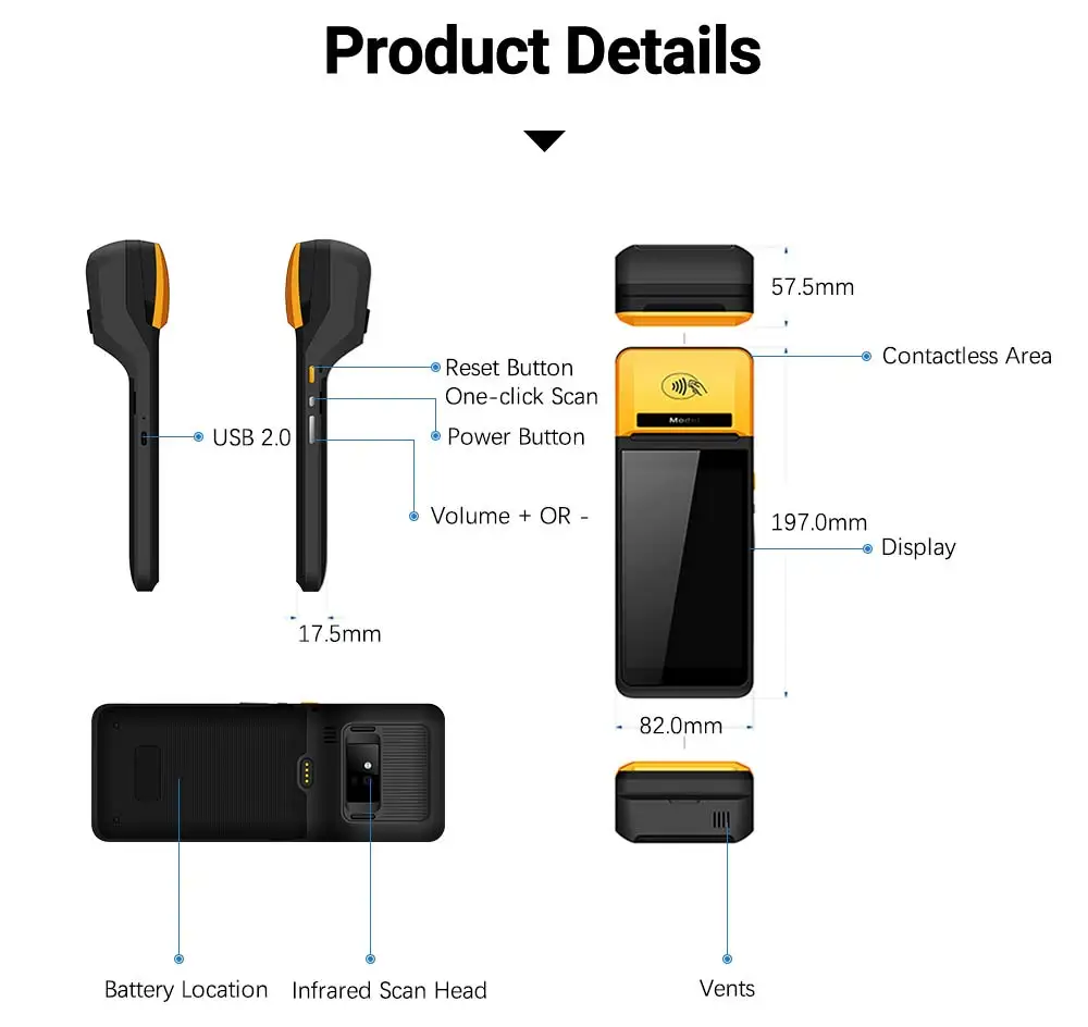 Hot Sale NB55 Android 12/13 Pos Machine Noryox Mobile Handheld Pos System 3+16GB Memories Touchscreen Built-In Google Play Pos