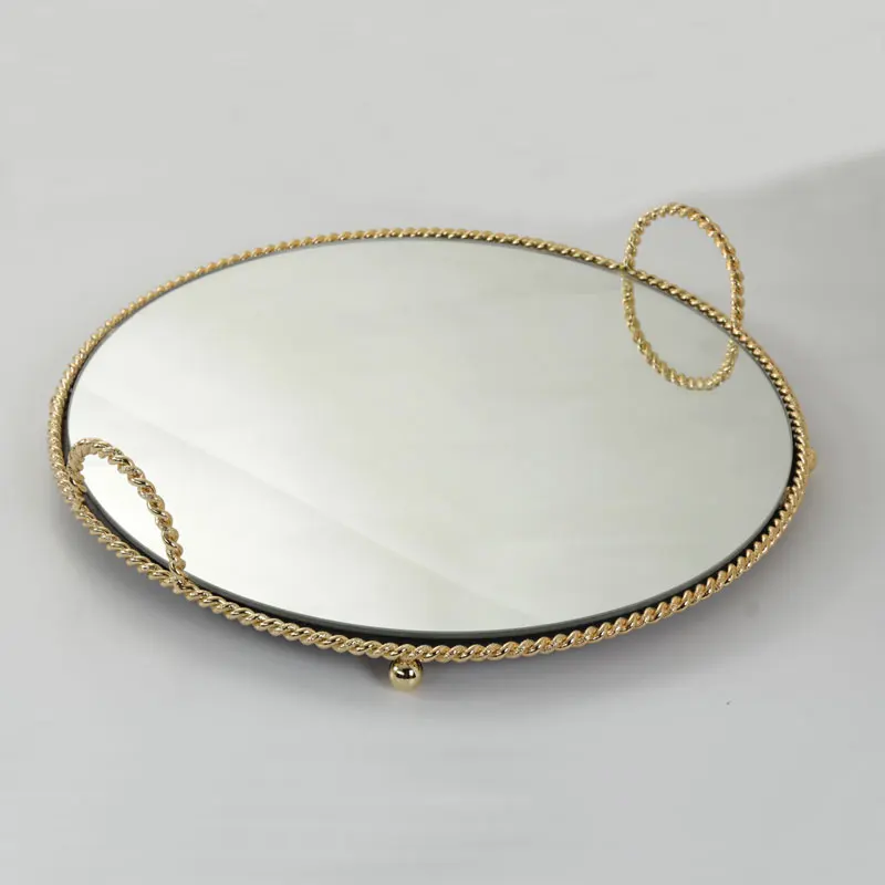 Unique Round Metal Serving Tray with Glass New Designs of Food Serving Trays for Home Decpr or Party in Stock