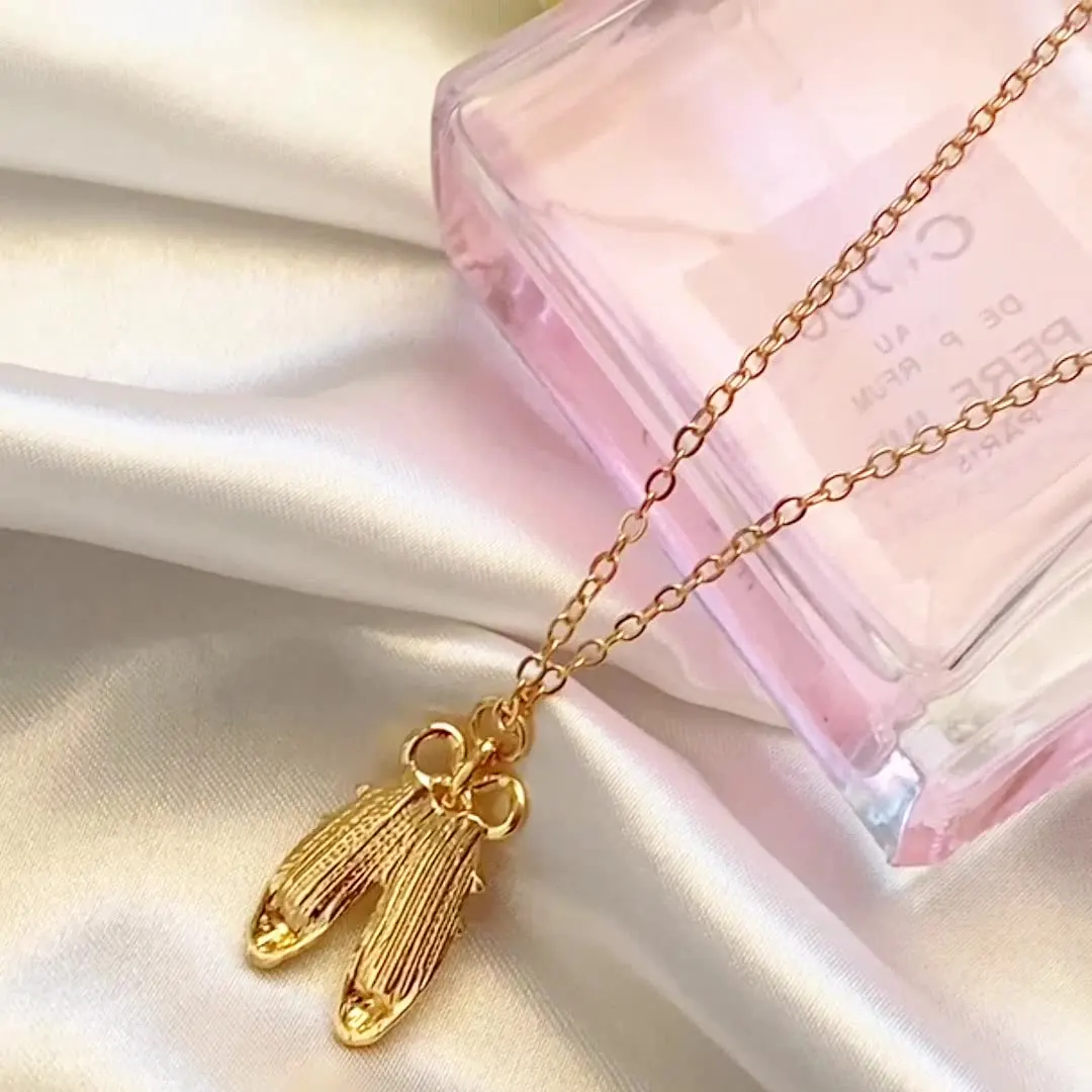 Sweet Dance Necklace Vintage Statement Dancer Princess Ballet Shoe Necklaces for Women Girl Accessories