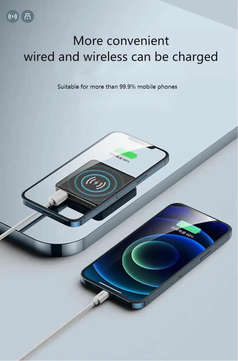 
5000mAh Fast Charge Portable Wireless Magnetic power bank 80000mah Mobile Charger for Phone 12 12 Pro Max 12 Mini 