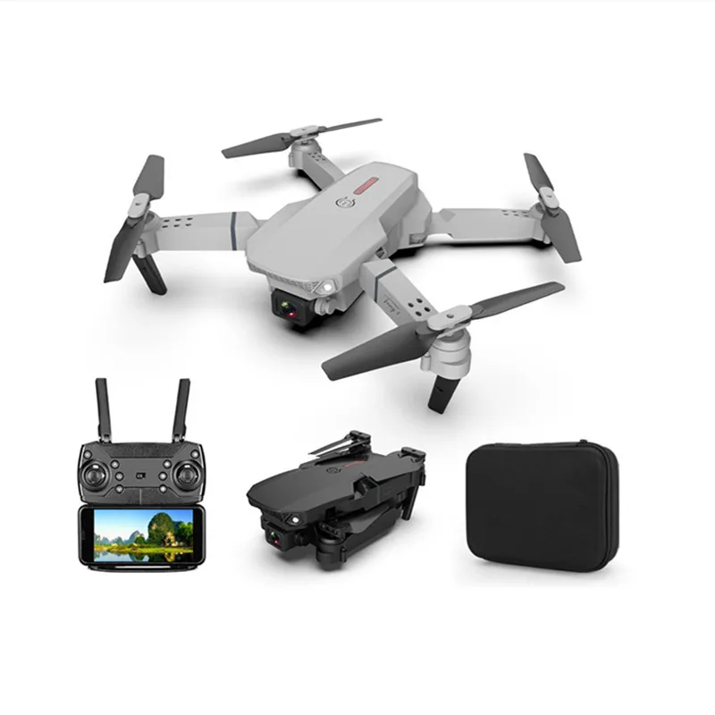 Hot Sell E88 Pro Mini Drone Black Grey Color 2pcs Battery Long Range 4K Dual Camera Portable Small Foldable RC Drone
