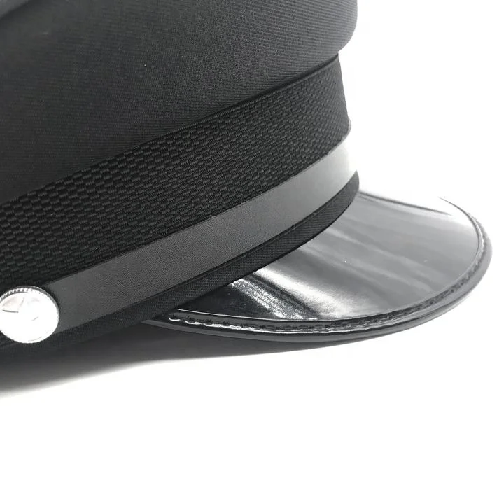 OEM Customized Patrol Cap Factory Price Uniform Peaked Cap Skipper Hat Black Visor Sailor Hat with Embroidery