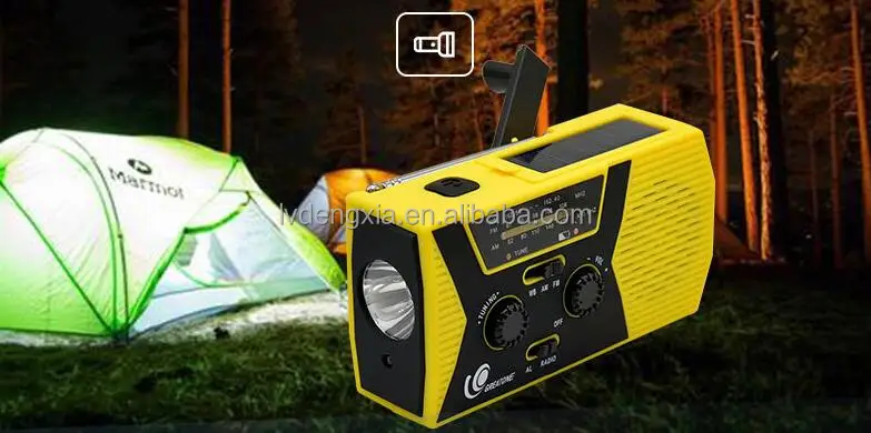 Hand Crank Emergency Weather Radio with Solar Panel NOAA/AM/FM Radio USB Phone Charger Camping Flashlight Read Lamp for SOS
