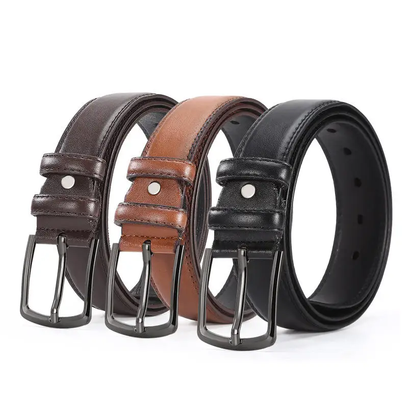 Wholesale Pu Belts Connection With Pin Metal Buckles Black Brown Camel Man Belt