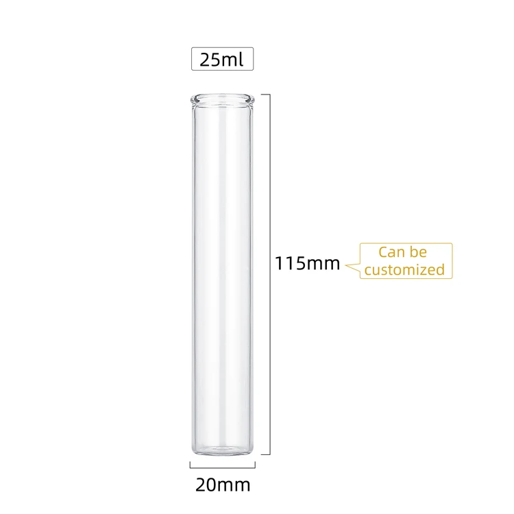 Wholesale Custom Logo Any Length Glass Tube Round Bottom Clear Glass Test Tube Pre Packaging Glass Tube With Cork