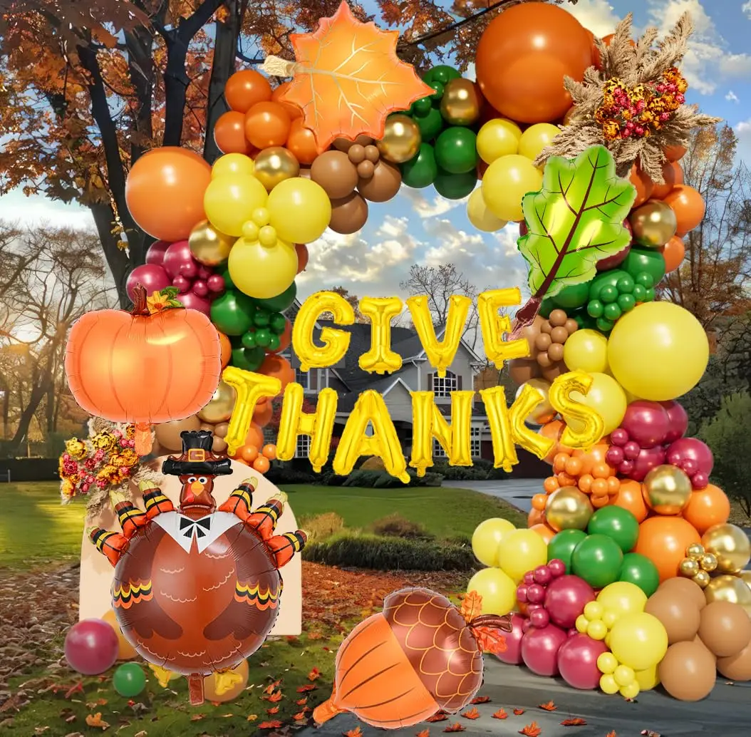 Fall Thanksgiving Balloons Garland Arch Kit Orange Coffee Brown Burgundy Gold Balloons  Birthday Baby Shower Party Decorations