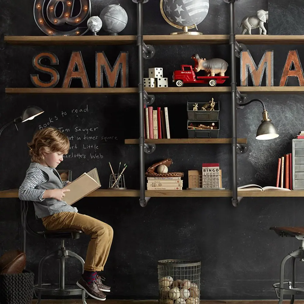 Industrial style wall shelf wrought iron pipe bookshelf wall decoration shelf wall shelf