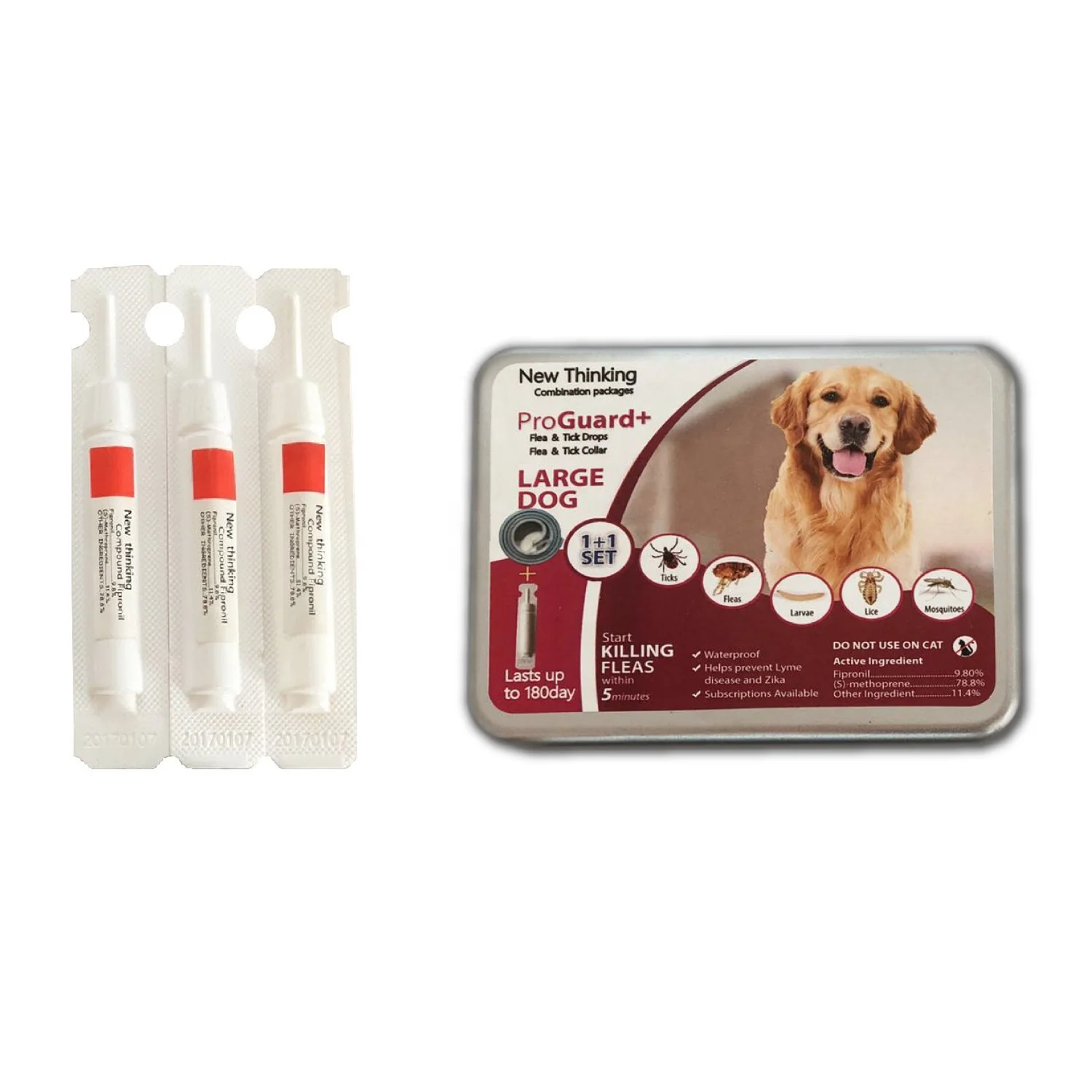 manufacturer price flea spot-on flea and tick treatment 3 doses tin box package flea drops