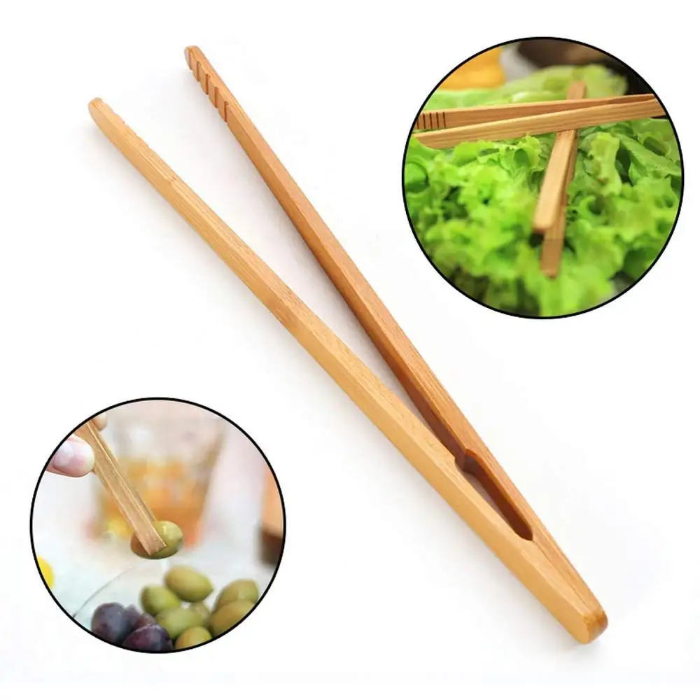 Eco-Friendly Bamboo Kitchen Utensils Cooking Toast Bread Pickles Tea Bamboo Kitchen Tongs Wood Kitchen Toast Tongs