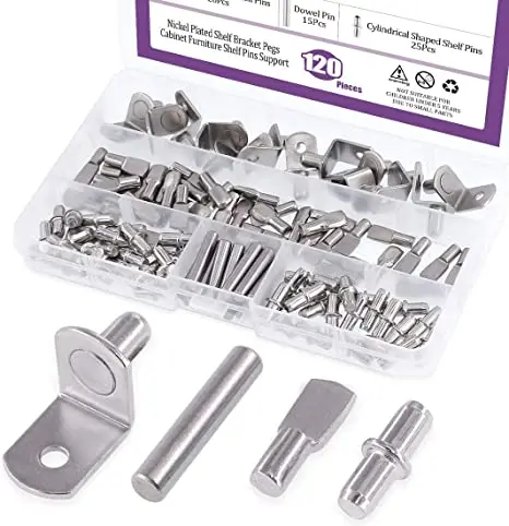 Top Quality120Pcs 4 Styles Shelf Pins Kit  Nickel Plated Shelf Bracket Pegs Cabinet Furniture Shelf Pins