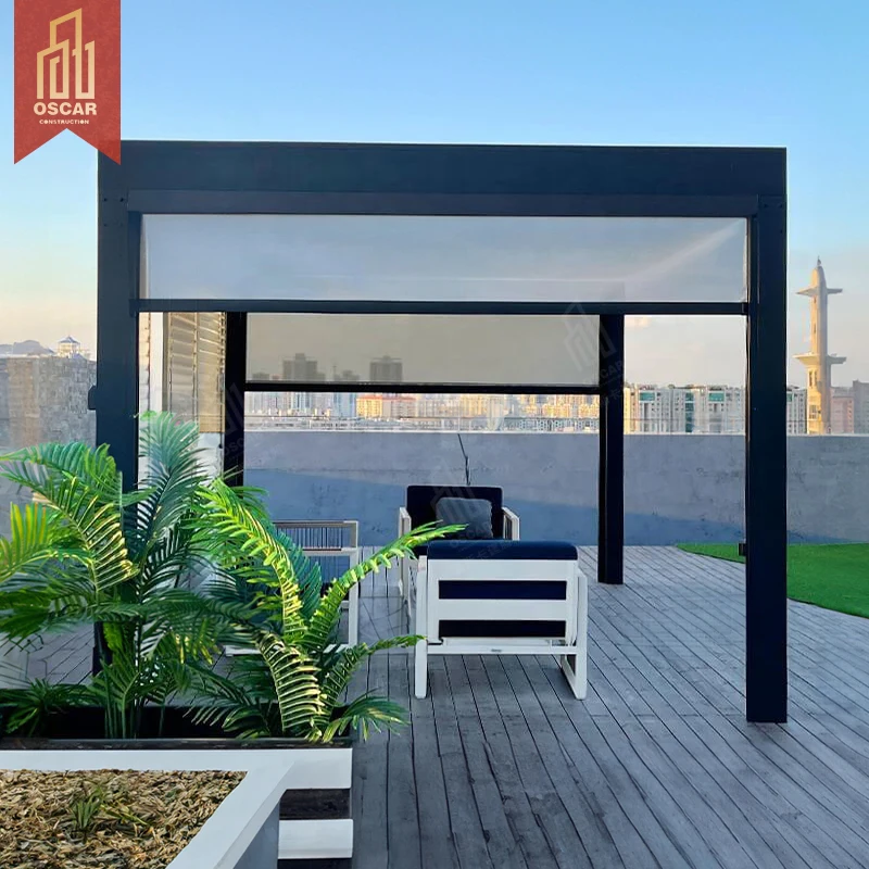 Factory Wholesale Outdoor Yard Patio Canopy Waterproof Adjustable Gazebo Manual Louvered Aluminum Pergola