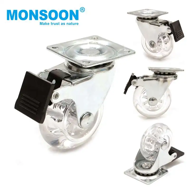 Pvc furniture chair nylon swivel 50mm pu caster wheels furniture plastic office chair caster caster wheel For School Trolley