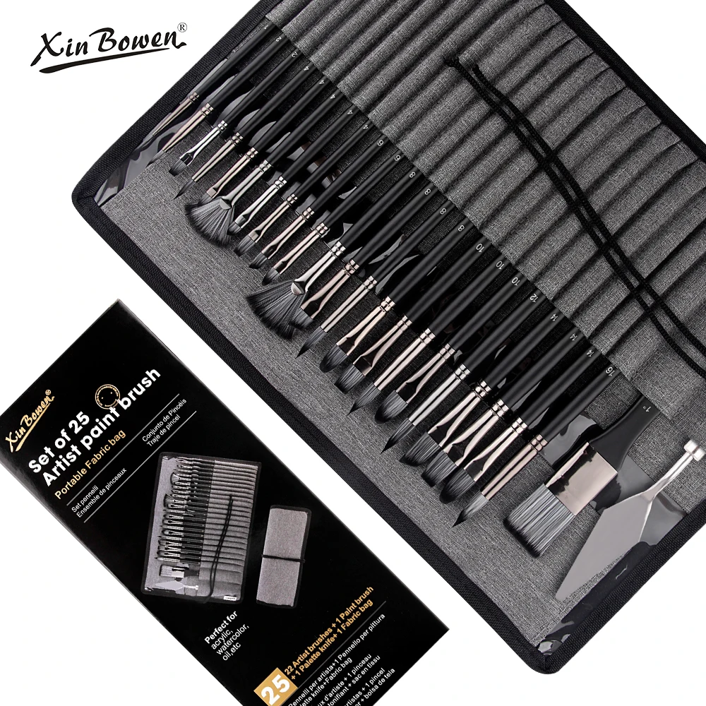 Xin Bowen Fine Gift Paintbrushes With Canvas Bag And Quality Watercolor Oil Painting Artist Brush Set