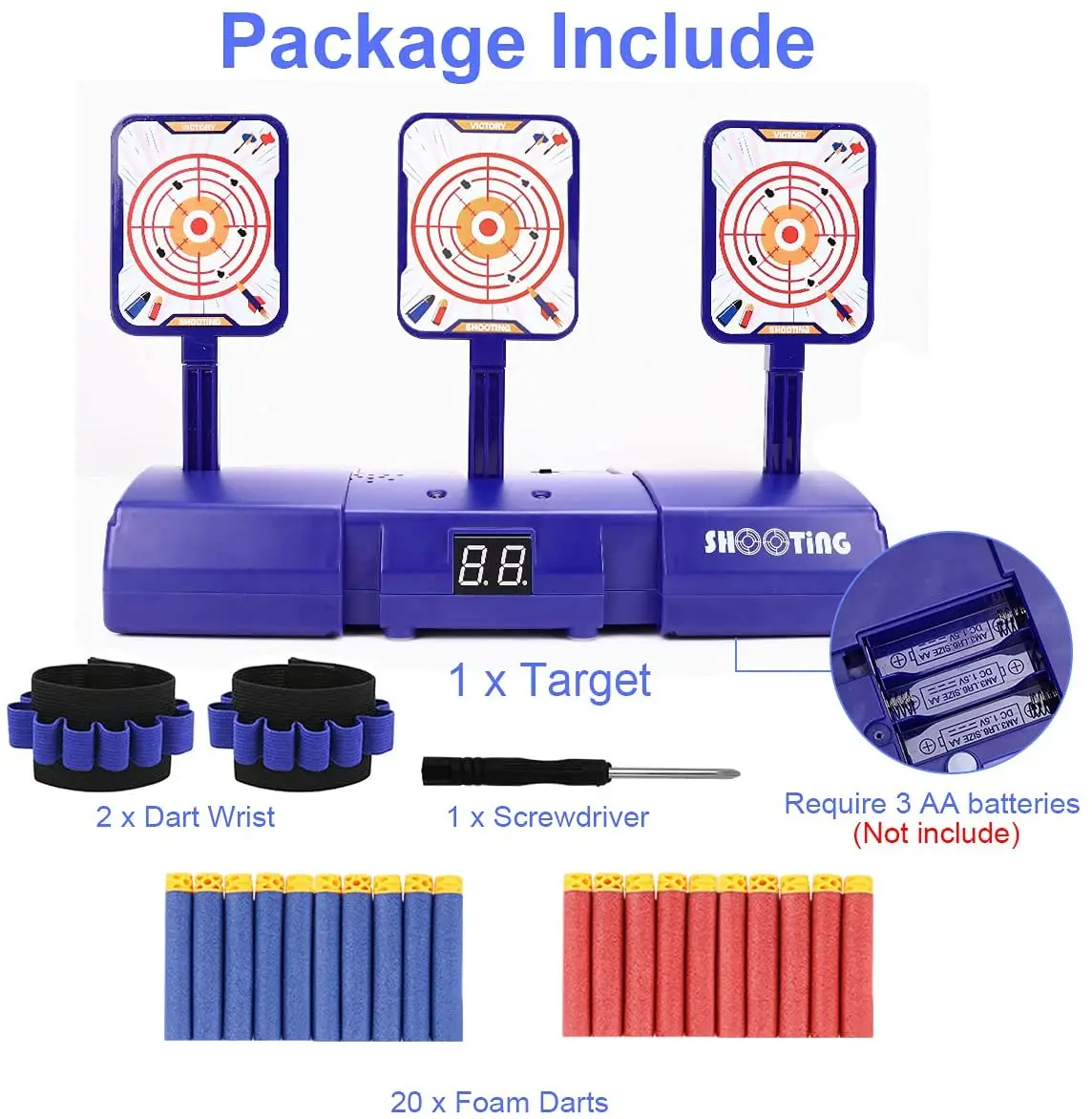 Electronic Shooting Target for Gun Digital Scoring Auto Reset Target with Refill Darts fits gun