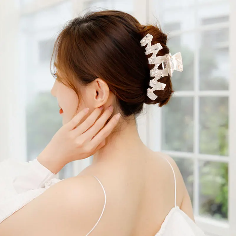 Лидер продаж заколки для волос в стиле ретро янтарные 10 5 см большие волнистые ацетатные модные женские аксессуары Оптовая продажа