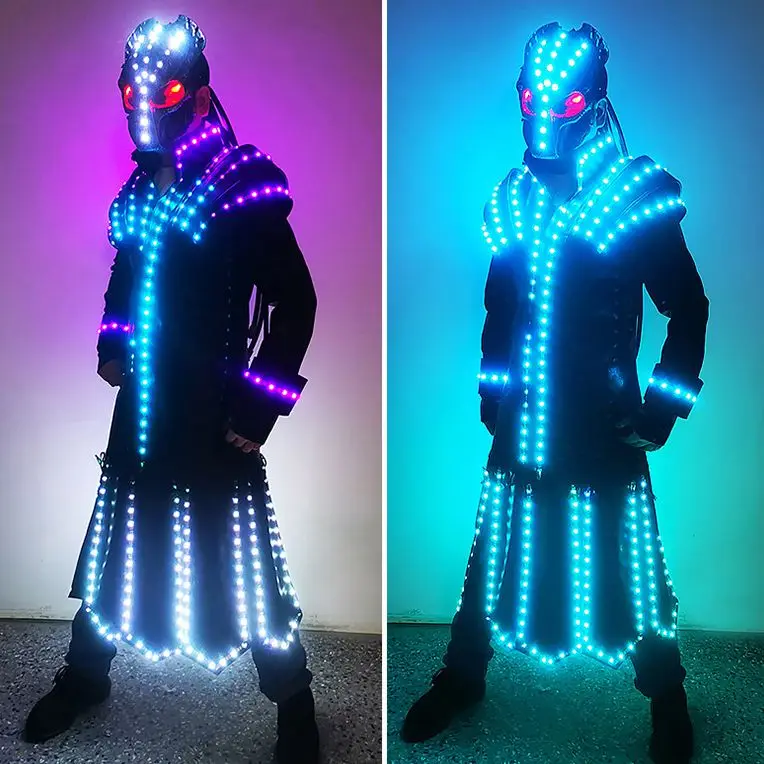 LED Suit & Helmet Illuminated Luminous Performance Stage Costume Bar & Clothes for Graduation & Event