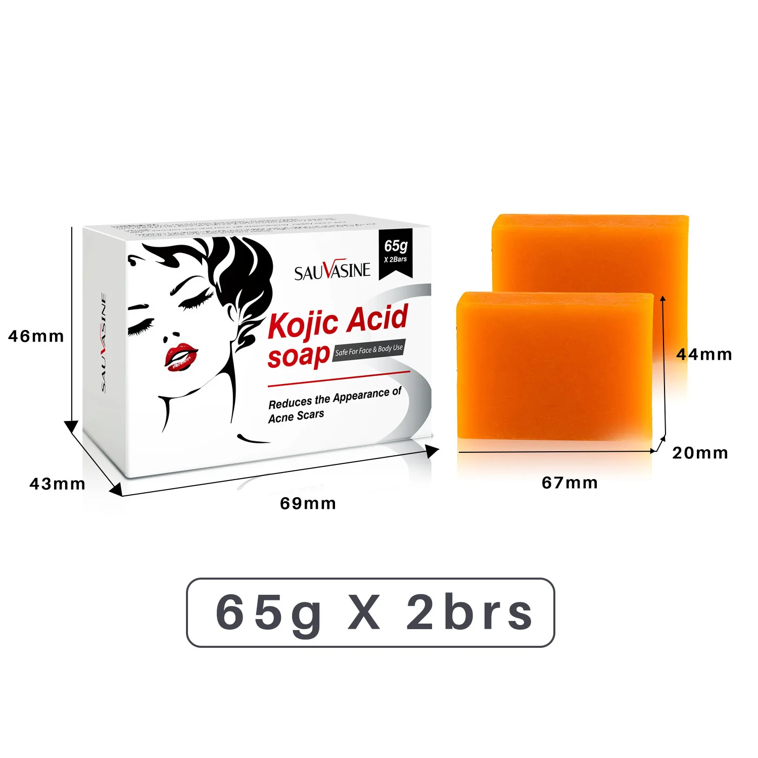Customization Kojic Acid Soap 65g 2 PCS Enhances Skin Radiance Deep purification Handmade soap Kojic Acid Soap