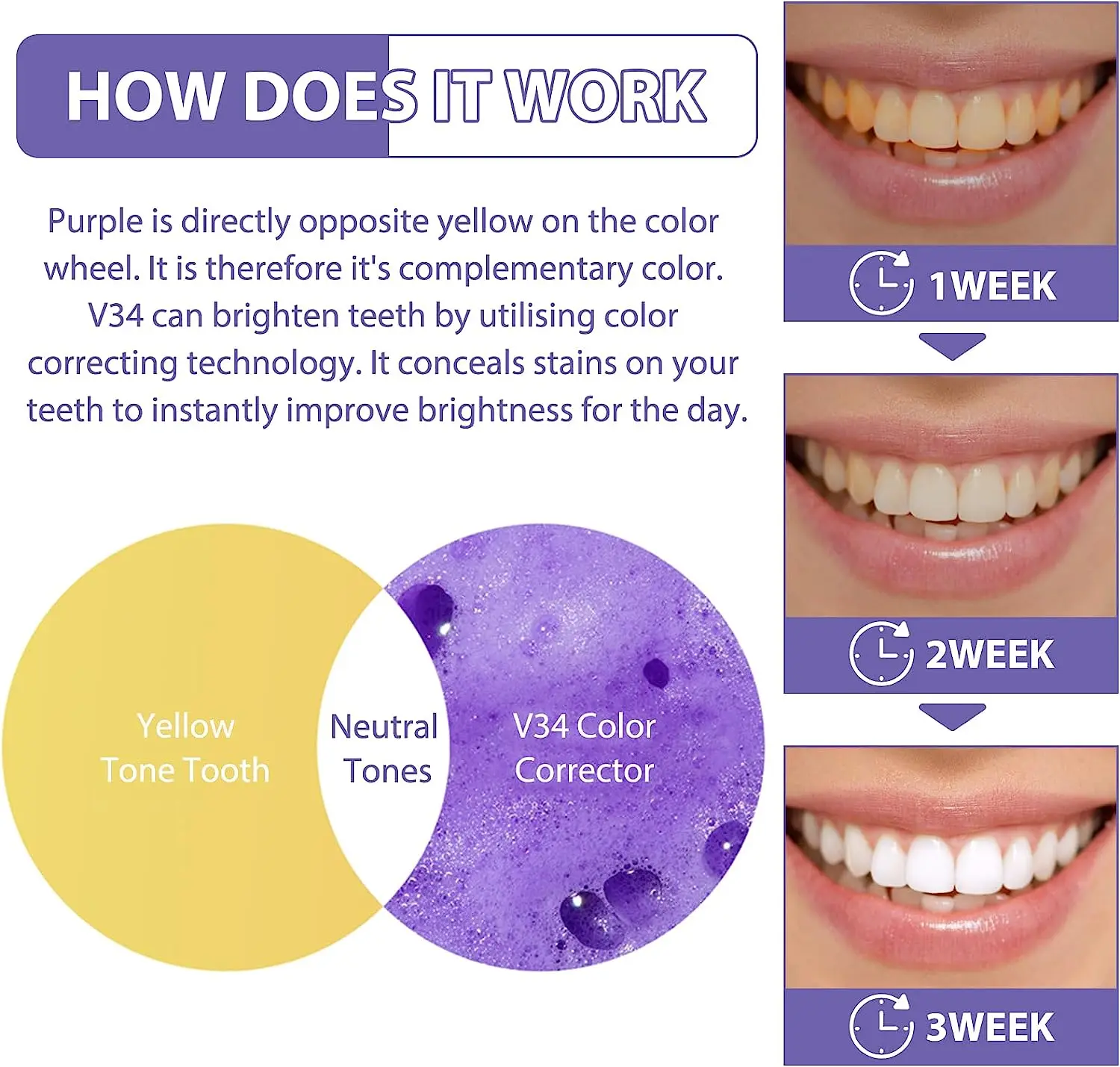 Private Label Professional Purple Toothpaste Dental Bright Effectively Whiten Teeth Whitening V34 Colour Corrector
