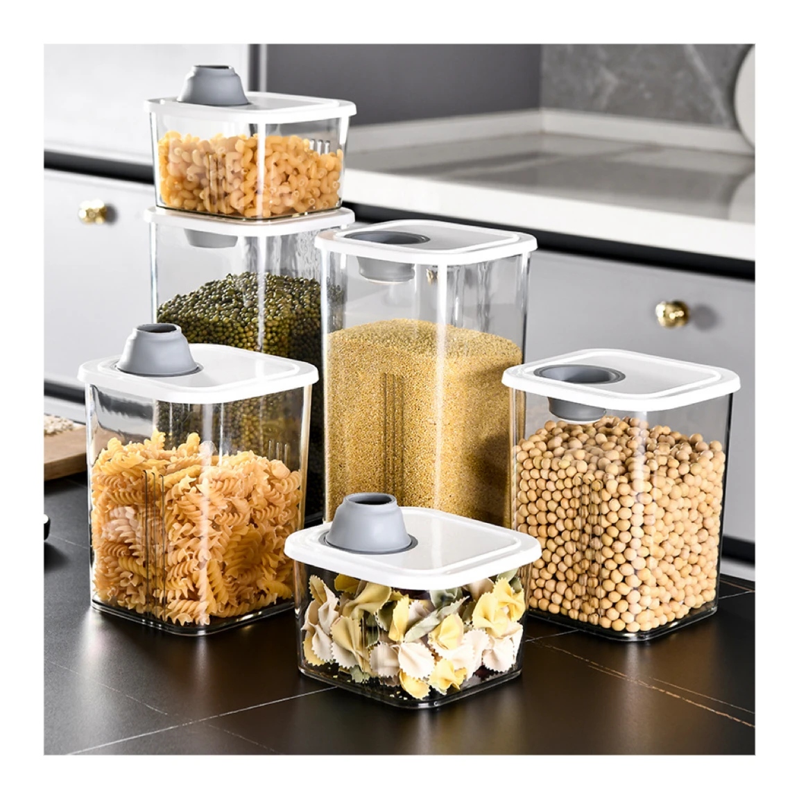 Choice Fun new design plastic Sealed Can Refrigerator Grain Storage Box Kitchen Storage Can Snack Nut Storage Can