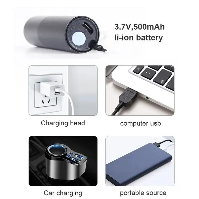 Mini High Power 100 Lumen USB Rechargeable Aluminum Portable Smart Pocket LED Flashlight With 3 Modes Lights