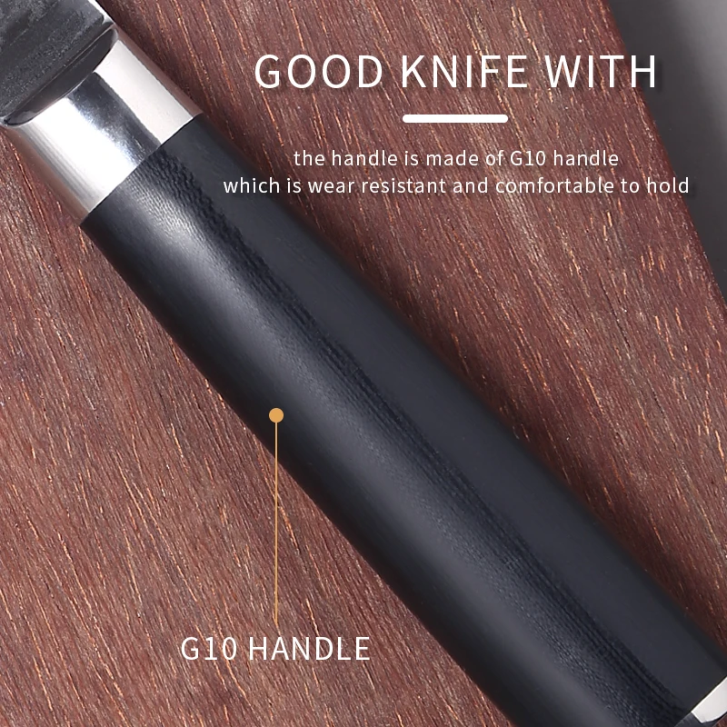 New Design 9CR14  Damascus Steel G10 Handle Professional kitchen Knife set Santoku Knife kitchen knives