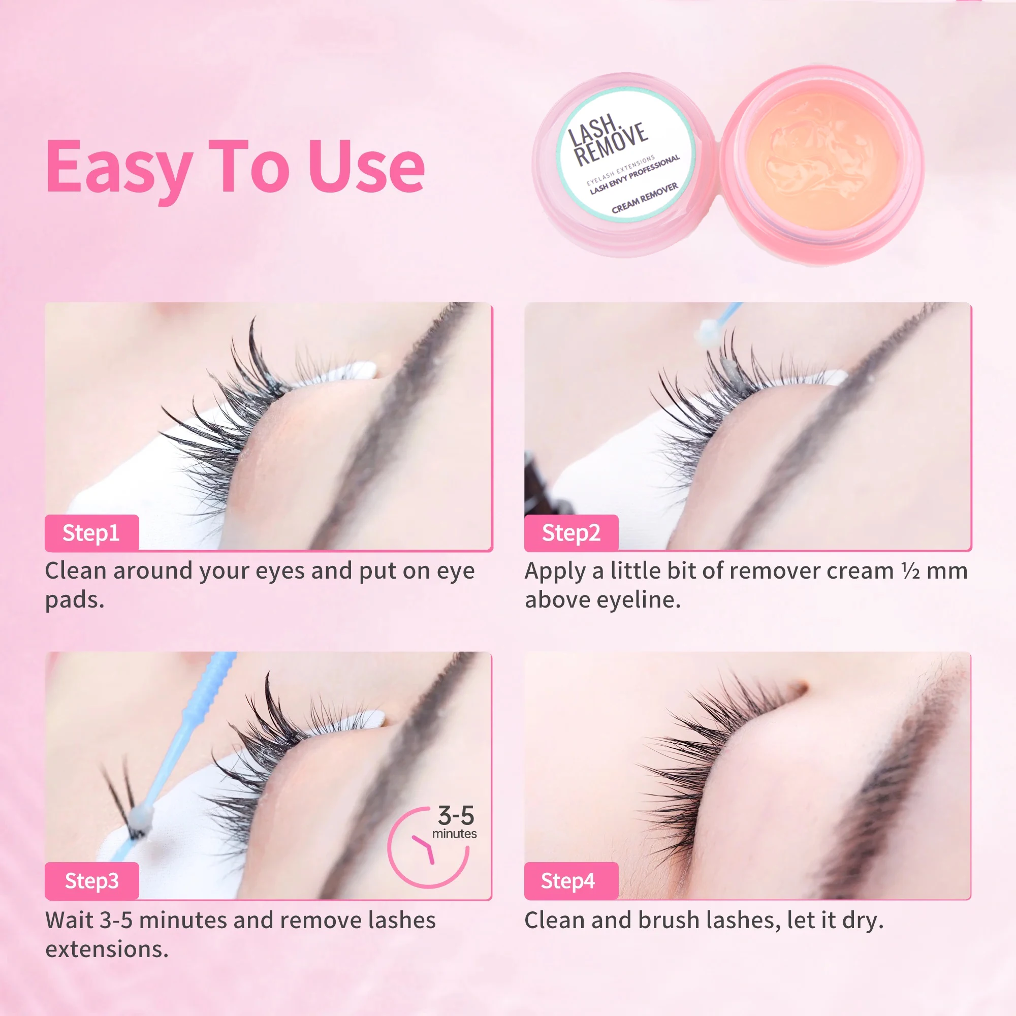 Best Eye Glue Remover Korean Safe Fast Eyelash Extension Glue Remover Medical Safe Glue Cleanser Private Label Custom Packaging