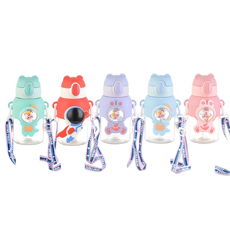 Children Water Bottle Water Bottle Space Capsule Cup Trendy Cute Summer Anti-fall Straw Boys and Girls School Kindergarten Baby