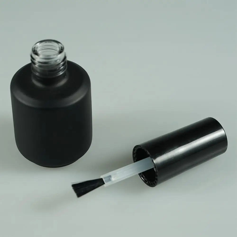 
8ml 10ml 15ml soak off LED round matte / gloss Black Empty UV Gel Glass Nail Polish Bottle with soft Brush 