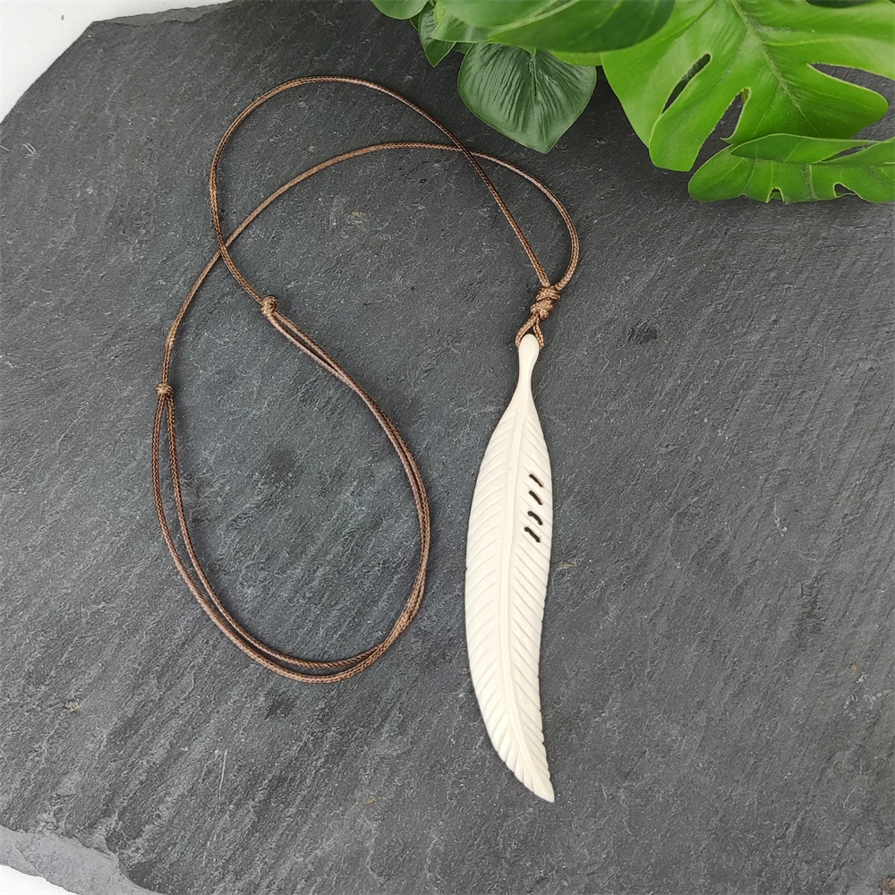 2024 New Arrivals Maya necklace yak bone carved feather charm necklaces cross with skeleton pendant Primitive tribes jewelry