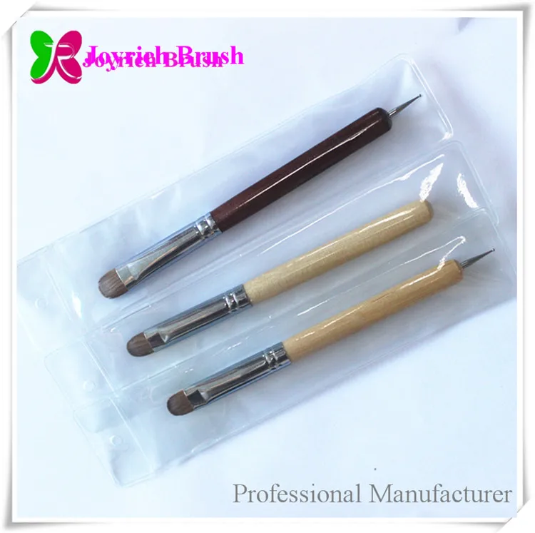 Best High Quality Nylon Hair and Acrylic Nail Art French Brushes Wooden Handle with Dotting Tool by French Nail Brush