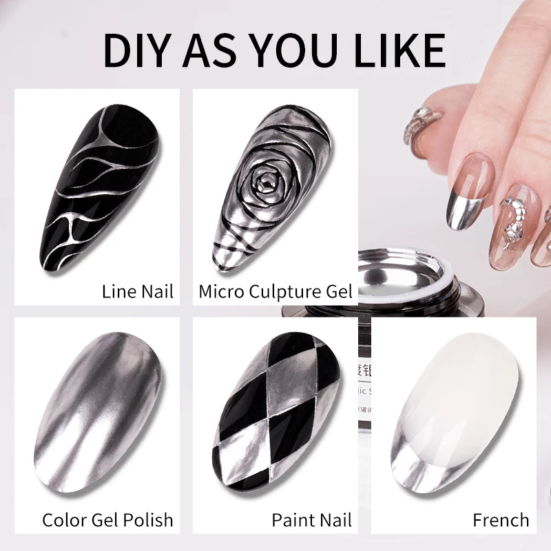 QSHY wholesale private label soak off uv led nail art metallic paint mirror silver gel polish